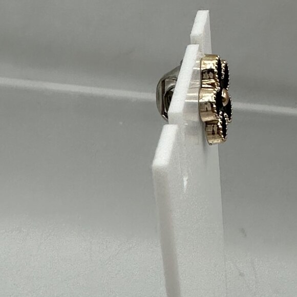 Black Gold Tone Flower Stud Lapel Pin Back Brooch Hat Costume Jewelry - Picture 4 of 8